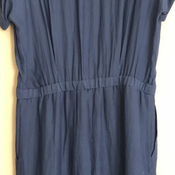 BCBGMAXAZRIA Blue Wrap Short-Sleeve Dress | Sheer Overlay | Size 8 - Picture 10 of 16